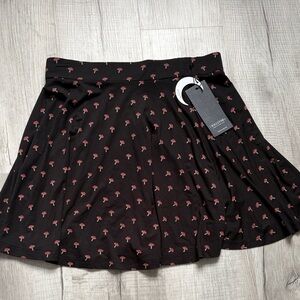 Killstar Black Circle Skater Skirt with Red Mushroom Print